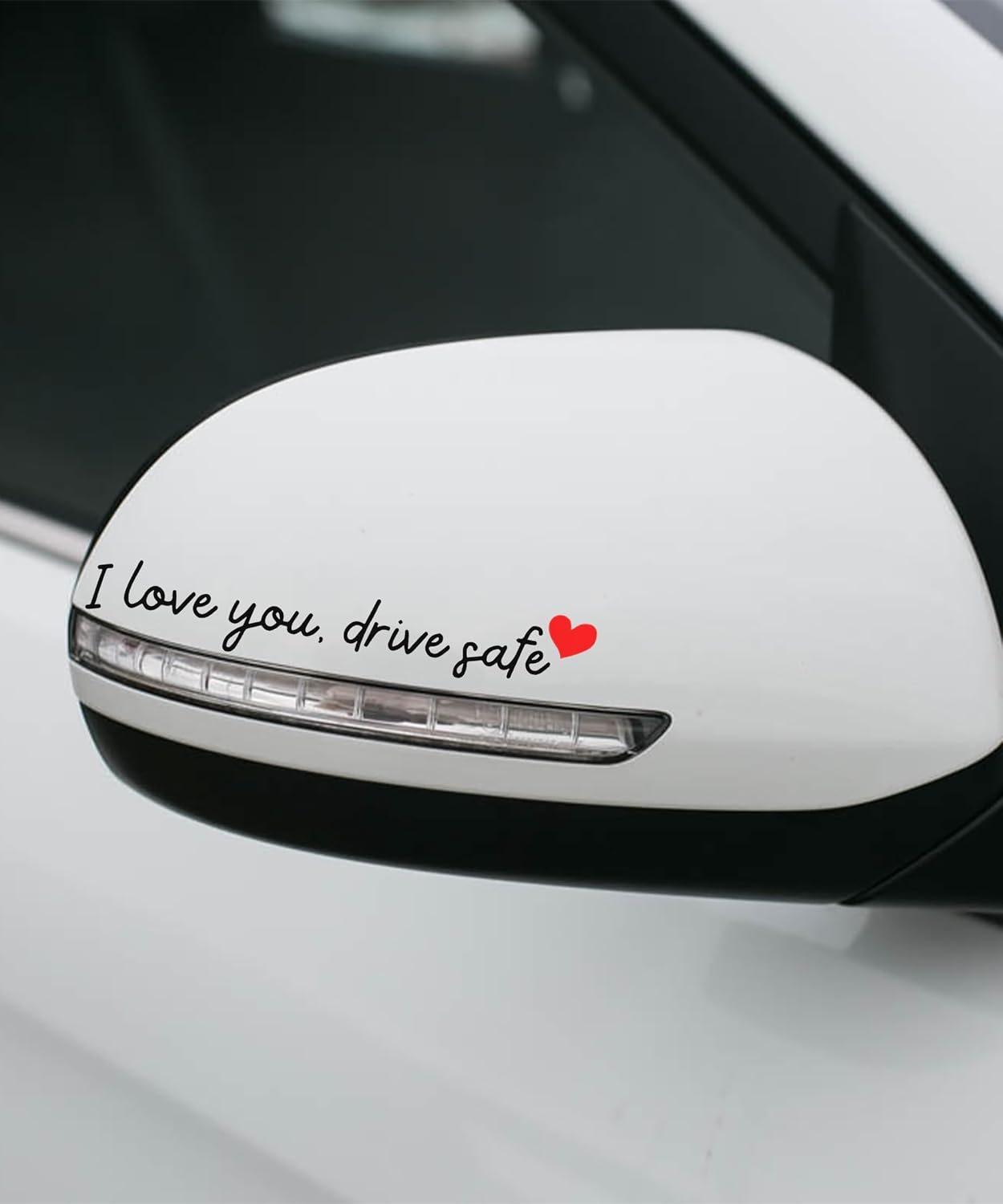 4PCS Car Stickers,Car Decals,Car Accessories Vinyl Rearview Mirror Decal Decor,Auto Stickers and Decals,Self Affirmations Decal,Cute Auto Decals for Women (Black&Red, I Love You Drive Safe)