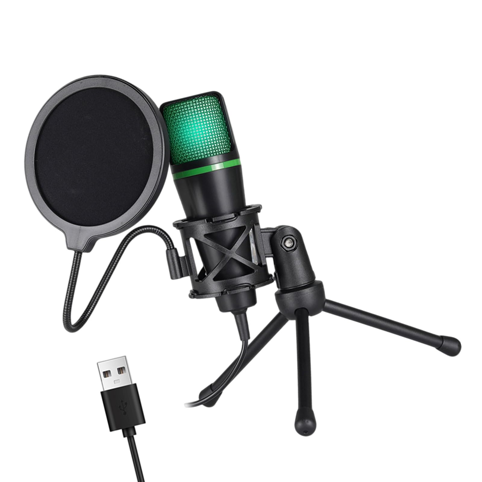 Generico Microfoni da gioco USB con illuminazione LED RGB, manopola