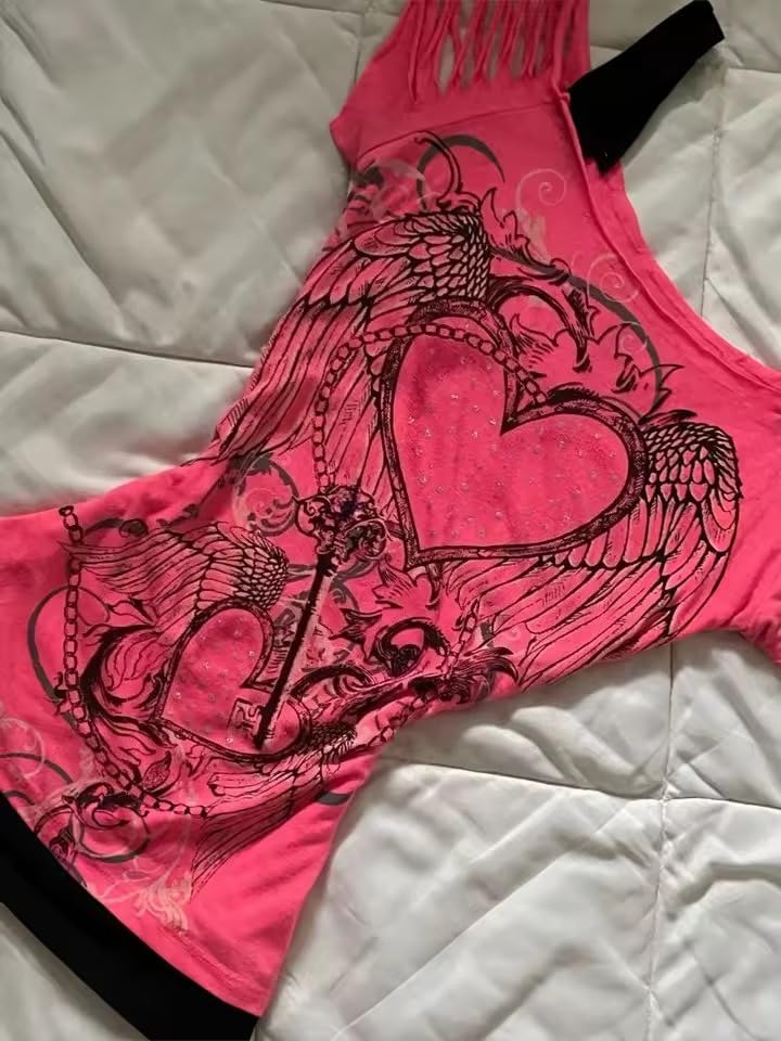 Image of Kawaii Cutecore Harajuku Vintage Y2k 2000s Tops Summer Goth Emo Alt Short Sleeve Graphic Tee