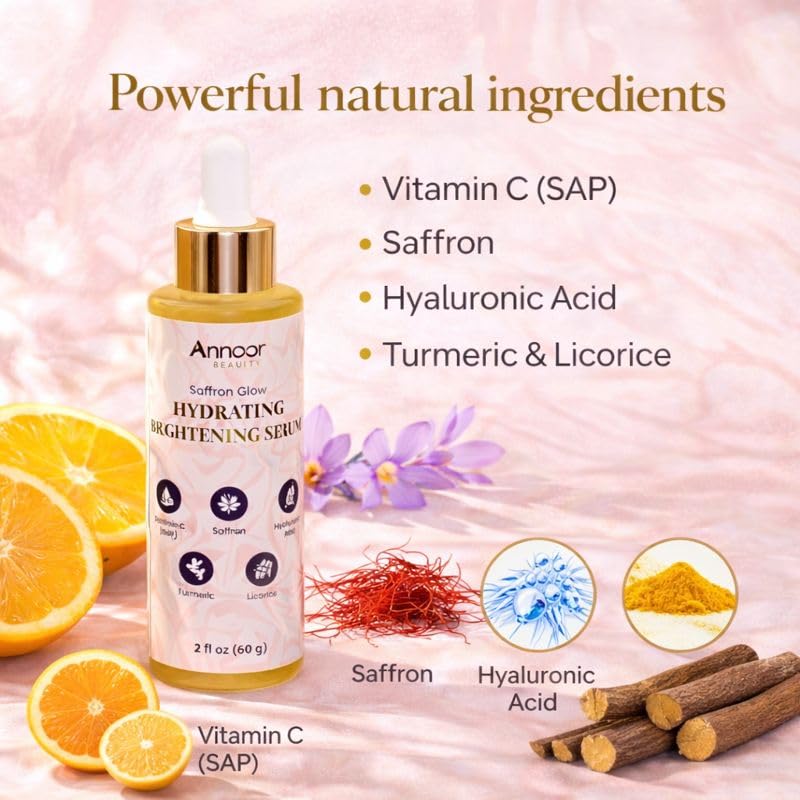 Hydrating Face Serum with Hyaluronic Acid & Saffron – Lightweight Daily Serum for Dry & Dull Skin – Vitamin B5 & Aloe – 2 fl oz - Image 3