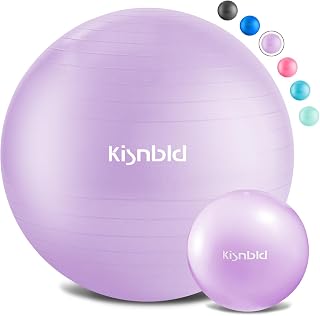 Exercise Ball, Extra Thick Yoga Ball for Workout Pregnancy Stability, 4 Sizes Anti-Burst Balance Ball with Foot Pump - Heavy Duty Fitness Ball Chair for Office, Home & Gym