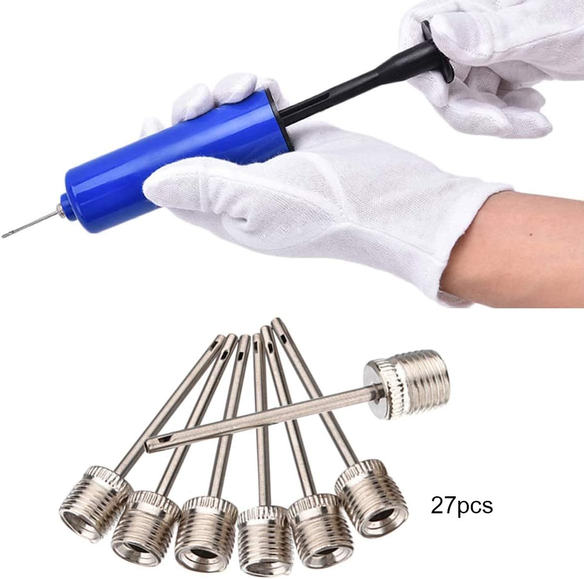 Jicyor Inflator Ball Pump, Portable Ball Pump +20pcs Ball Pump Kit with