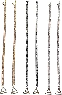 3 Pairs Rhinestones Bra Straps Decorative,Fashion Summer Gifts for Women, Bra Accessories Lingerie Straps for Strapless Party Dress,Black Silver Gold Bling Fashion Accessory for Mom Grandma