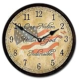 One Nation Under God Wall Clock, Available in 8 Sizes, Most Sizes Ship 2-3 Days, Whisper Quiet.