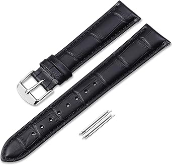 iStrap Leather Watch Straps - Replacement Strap for Men and Women - Stainless Steel Buckle - 18mm 19mm 20mm 21mm 22mm 24mm - Black Brown