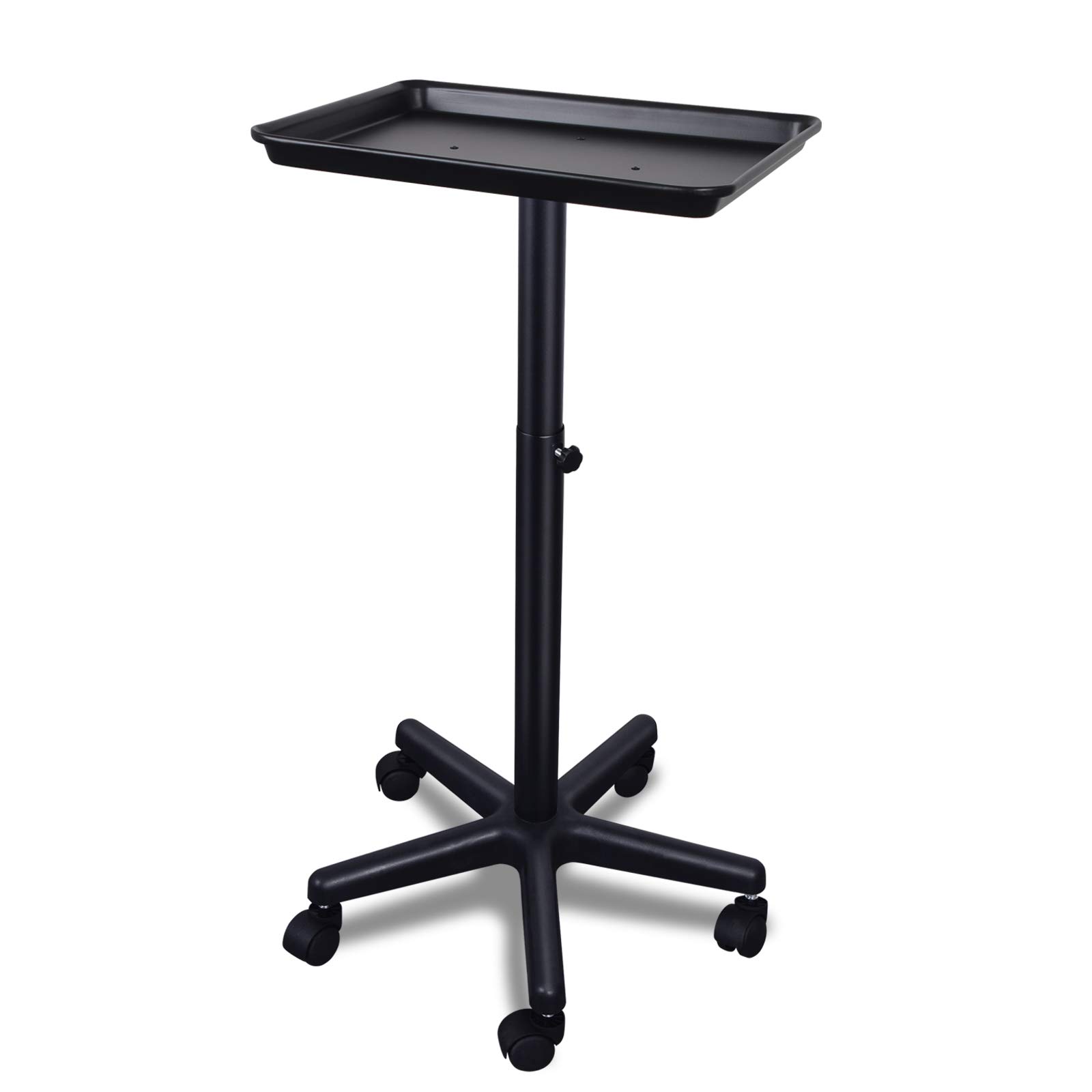 Retain Time Salon Tray, Salon Rolling Tray on Wheels with Adjustable Height, Easy Assembled Salon Service Tray for Hair Salon (black)