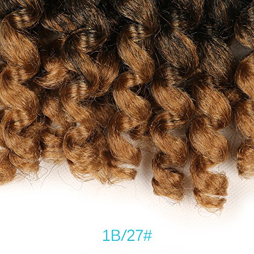 3 Packs Ombre Jumby Wand Curls Twist Crochet Hair Extensions 8Inch Synthetic Crochet Braids For Women 20Strands/Pack Xtrend Hair (1B/27#, 3Packs/Lot) #TOP3