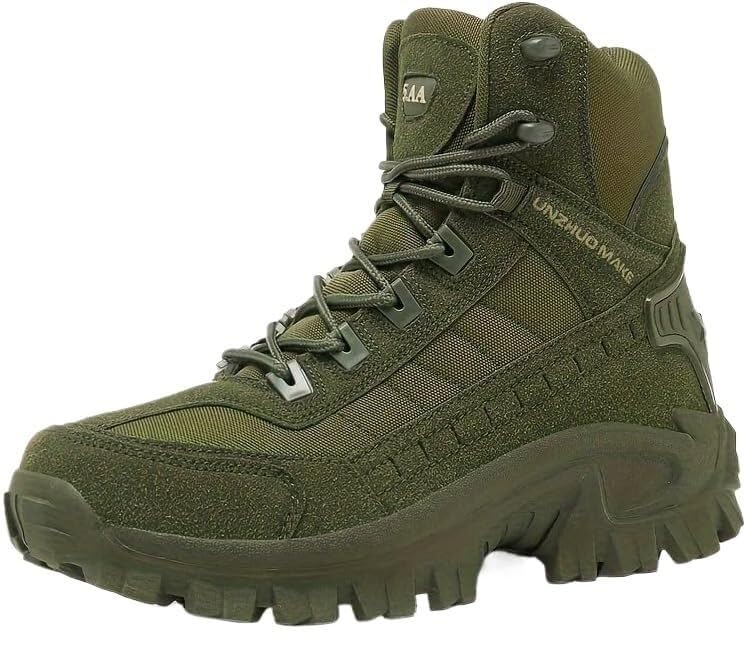 Botas de Senderismo Impermeables de caña Alta for Hombre Zapatos de Trekking duraderos Suela de Goma Antideslizante(Green,42 EU)