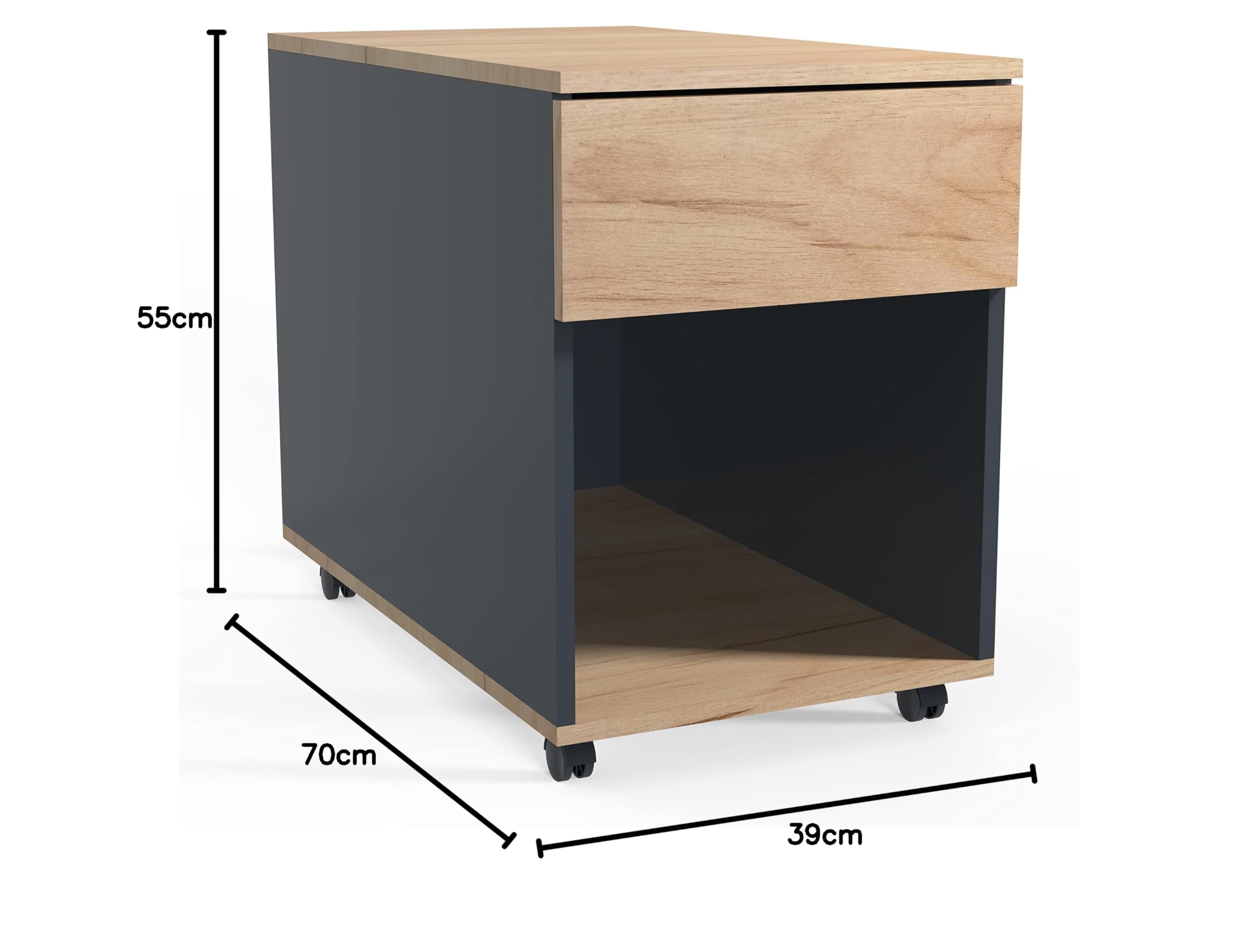 VCM Rollcontainer | Beistellcontainer mit Schubladen | Maße ca. H. 55 x B. 39 x T. 70 cm | Bürocontainer - Dalosa 1 Schublade