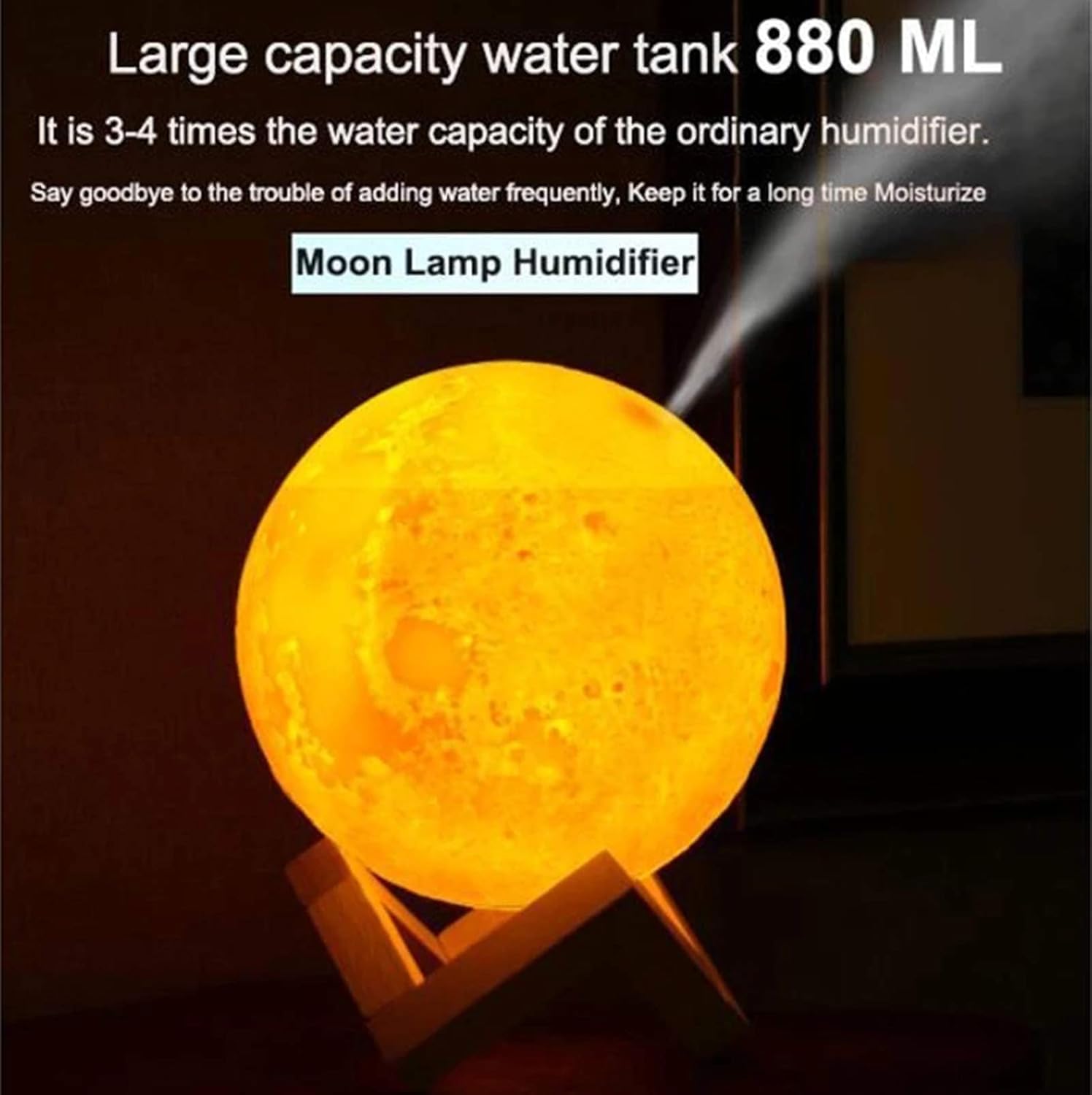 Difusor ultrasónico de aceites esenciales con lámpara nocturna LED, humidificador de aire USB, fabricante de niebla aromática, capacidad de 880 ml
