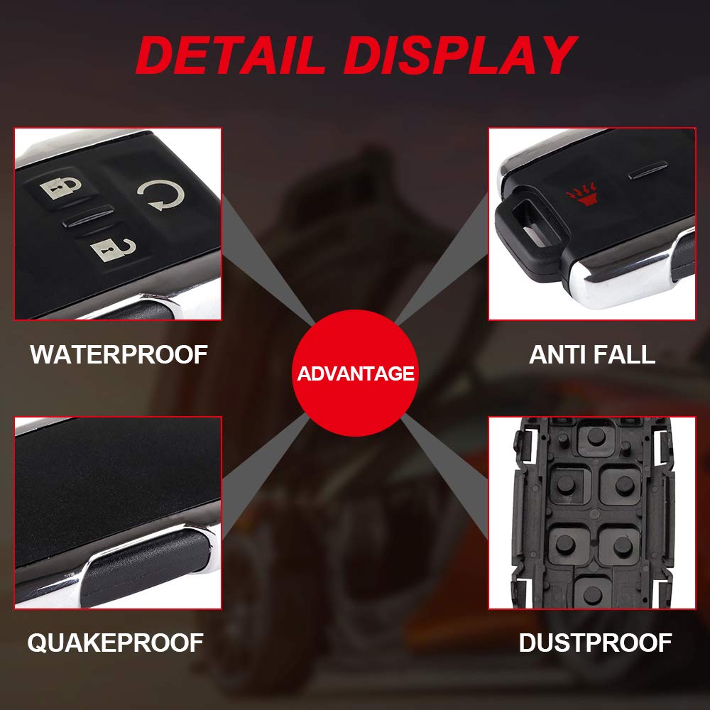 J-ACCES - Funda De Repuesto Para Llavero De Automóvil Para GM GMC Chevrolet Chevy Buick De 4 Botones Cubierta De Almohadilla De Entrada Sin Llave