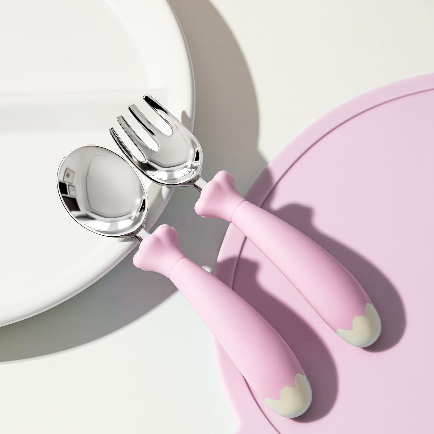 KINGSTONE Toddler Utensils with Case, Kids Silverware Set with Silicone Handles, 18/10 Stainless Steel Children Safe Forks and Spoons, Travel Carrying Cases BPA Free, Dishwasher Safe (pink) - Image 7