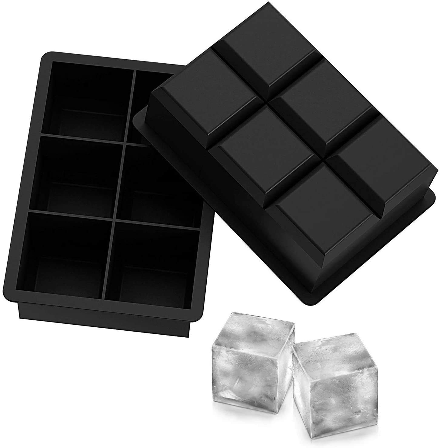 Zollyss BPA Free 6 Big Ice Tray Mold Giant Jumbo Large Food Grade Silicone Ice Cube Square Tray Mold DIY Ice Maker Ice Cube Tray, 1 Pc(Black) (B08R7KY75M) Amazon Price History, Amazon Price Tracker