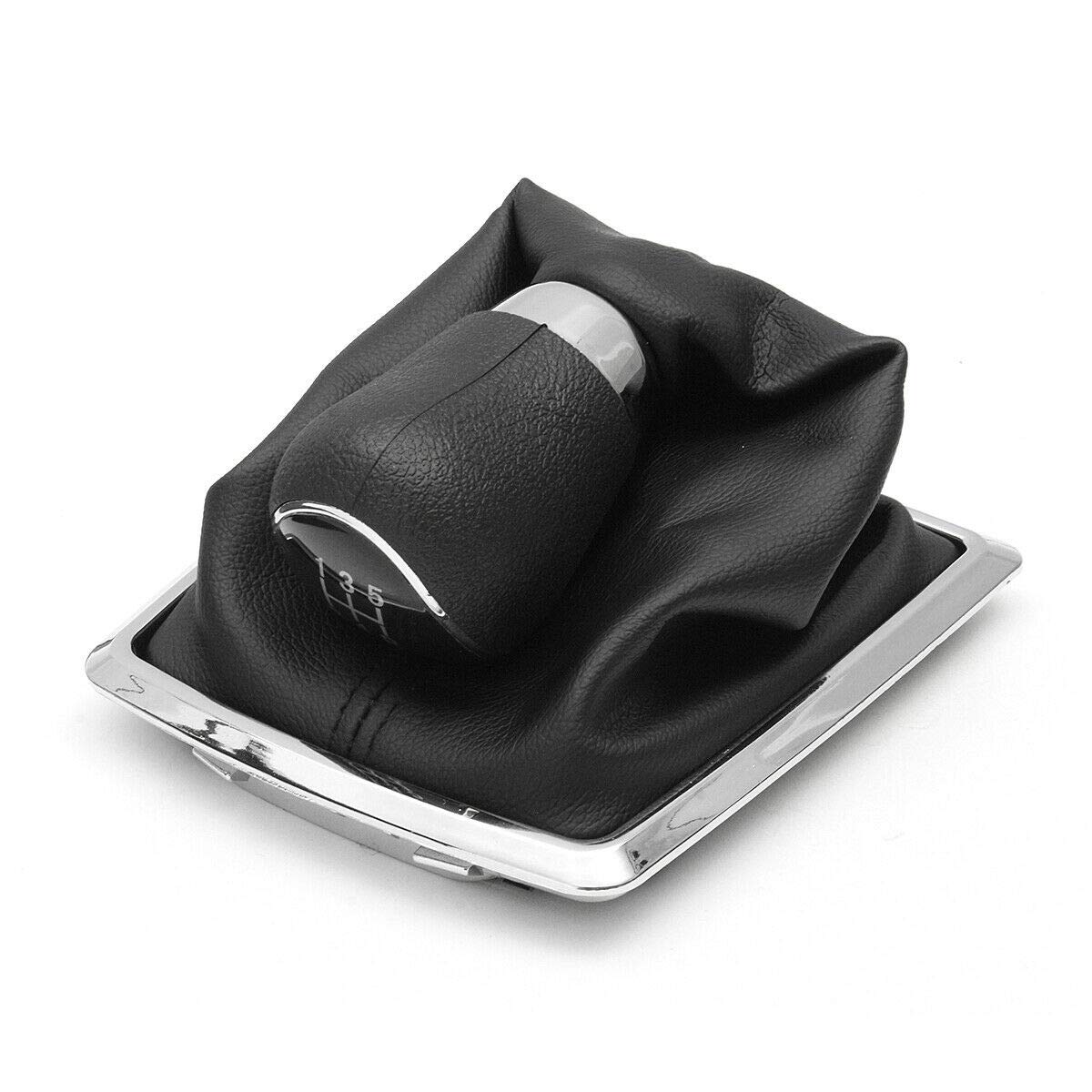 Cuffia In Vera Pelle Per Leva Cambio Ford Fiesta 2013-2017 - Nero Con Cuciture Nere | Per Cambio Manuale