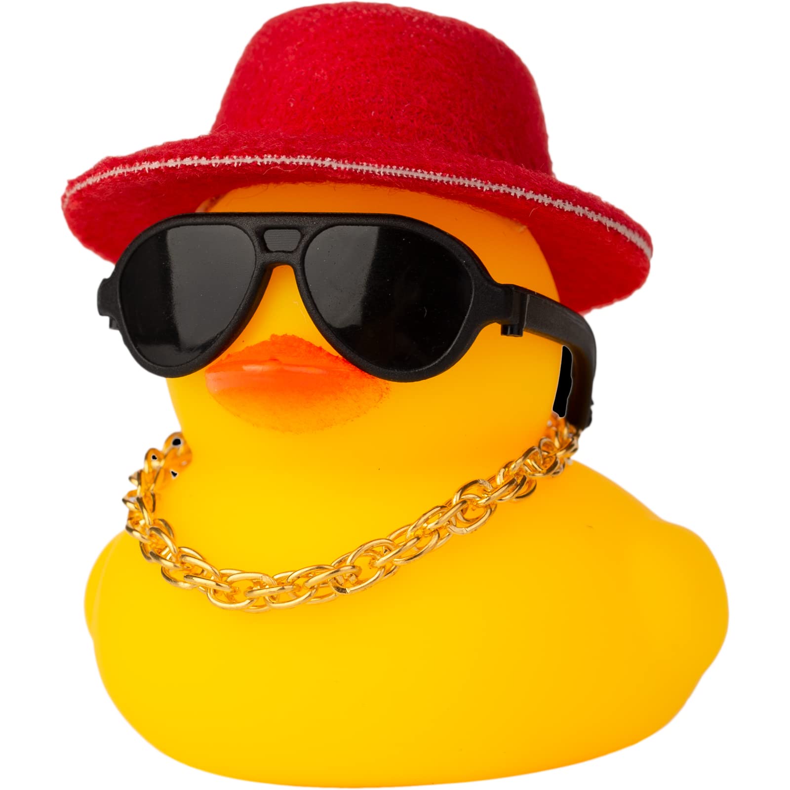 MuMyer Rubber Duck Car Ornaments Duck Car Dashboard Decorations Accessories with Mini Top Hat Necklace and Sunglasses(T3)