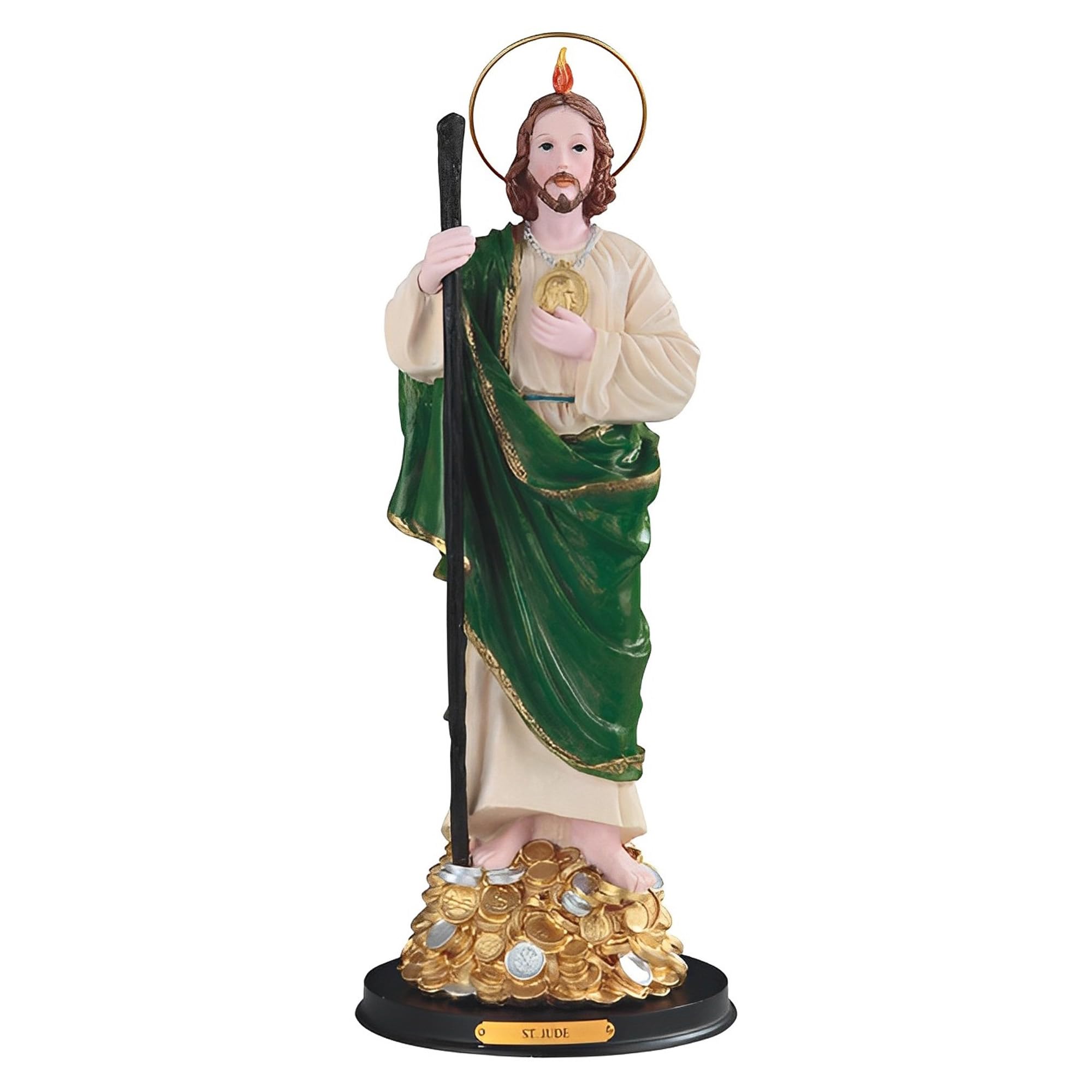 ICE Armor 16" H Wealth Saint Jude Standing on Money Statue Holy Figurine Religious Decoration