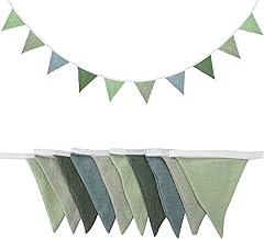 TNSLAND Bunting Children's Room Fabric Outdoor Weatherproof Decoration Garden Party Happy Birthday Garland Decorations Gift Candy Colours (Groen)