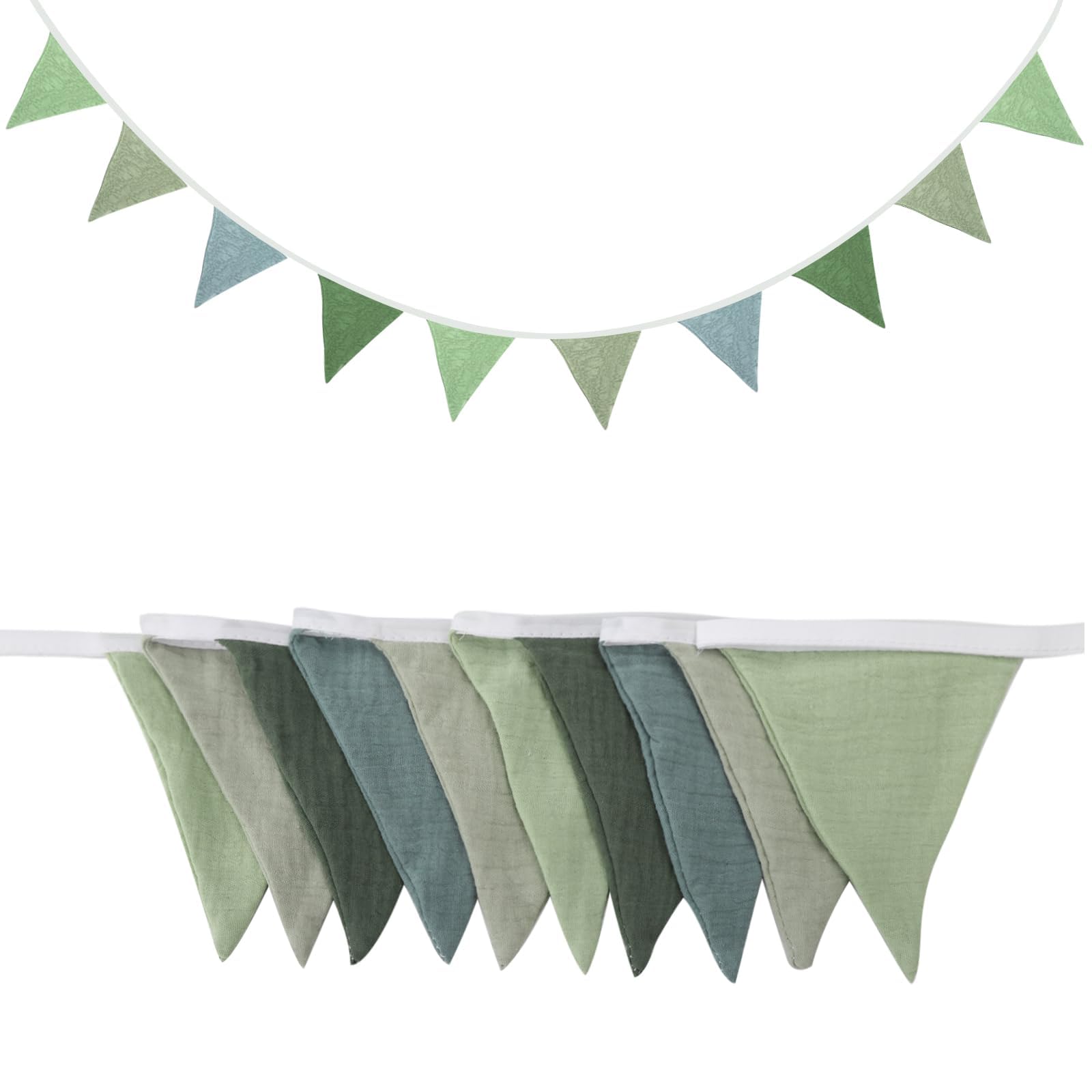 LUMOOM Guirlande De Fanions 2,6m – Tissu Mousseline Coton, 10 Pièces, Couleur Bonbon, Déco Chambre Enfant