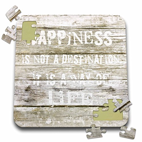3dRose Typography Quote on Wood Happiness is not a Situation but a Way of Life - Puzzle, 10 by 10-inch (pzl_264833_2)
