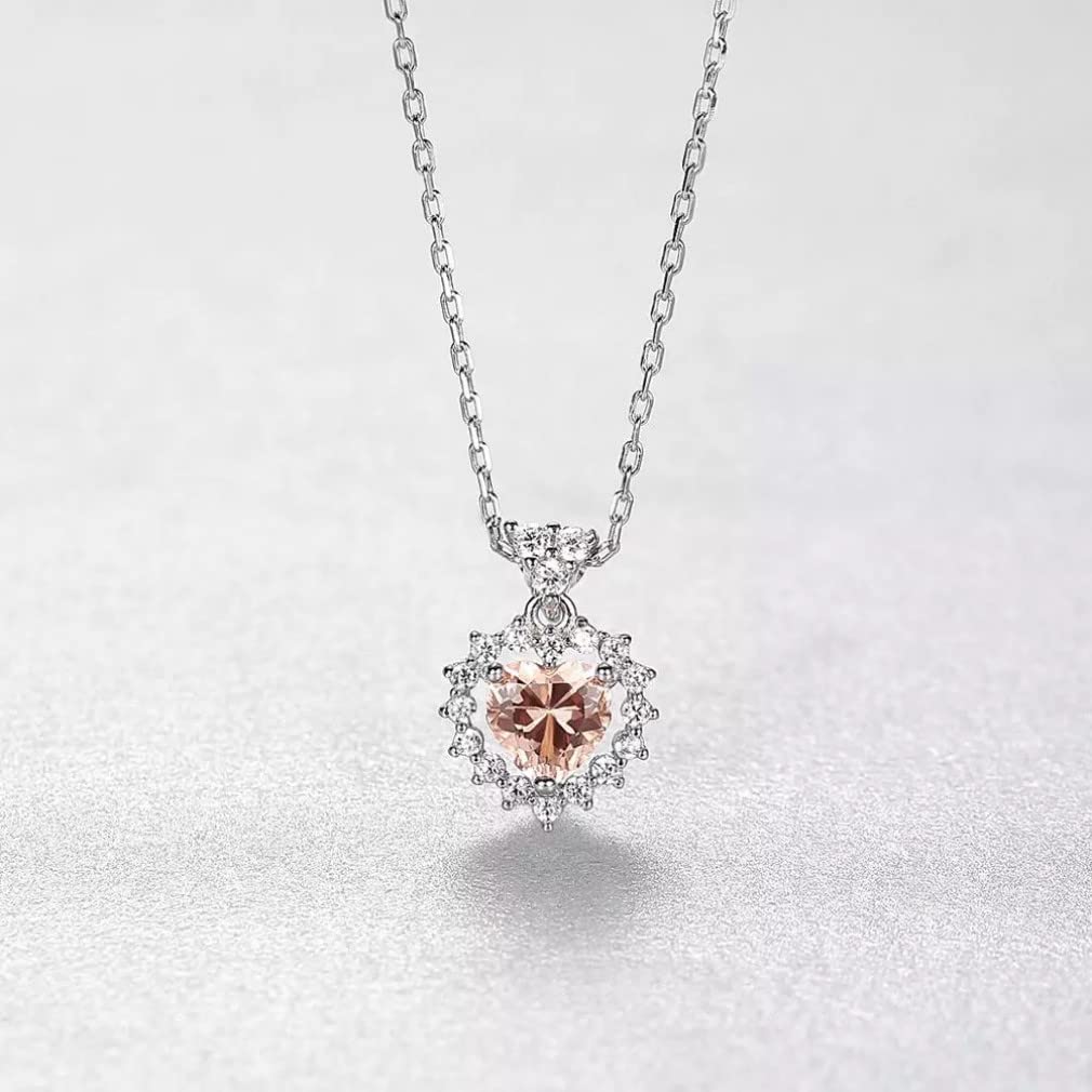 Gelbes Herz Edelstein Lange Gliederkette Anhänger Halskette für Frauen Topas Schmuck S925 Sterling Silber Halsketten