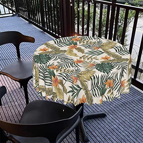 Bnnbesnao Hawaiian Colors Theme Round Table Clothes,70 Inch,Waterproof Fabric,Durable Reusable Table Clothes,Wipeable Spill Proof For Kitchen Dining Holiday Family Outdoor,Eggshell And Multicolor #TOP4