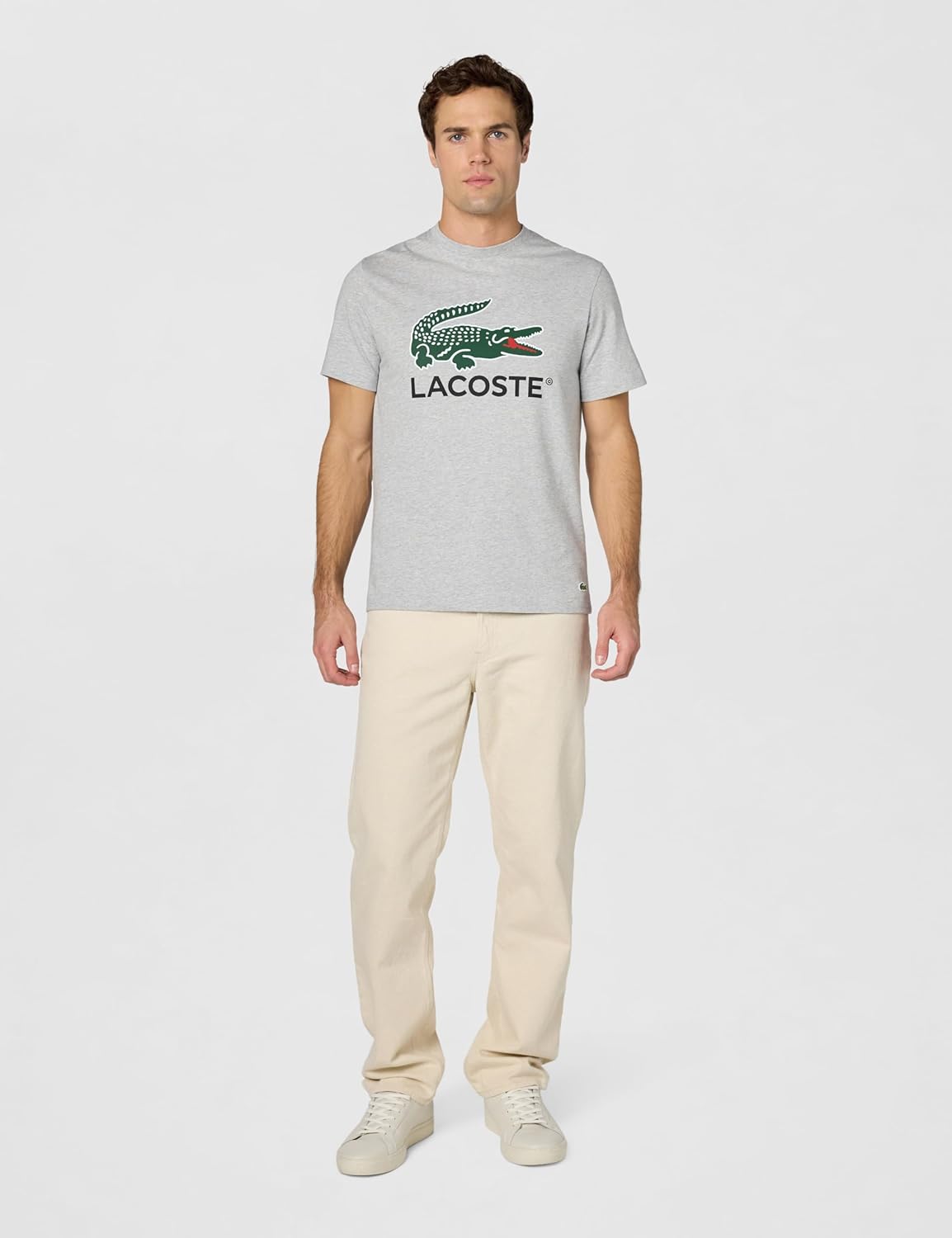 Lacoste Men's Signature Print Cotton T-Shirt, Silver Chine, Medium - Image 6