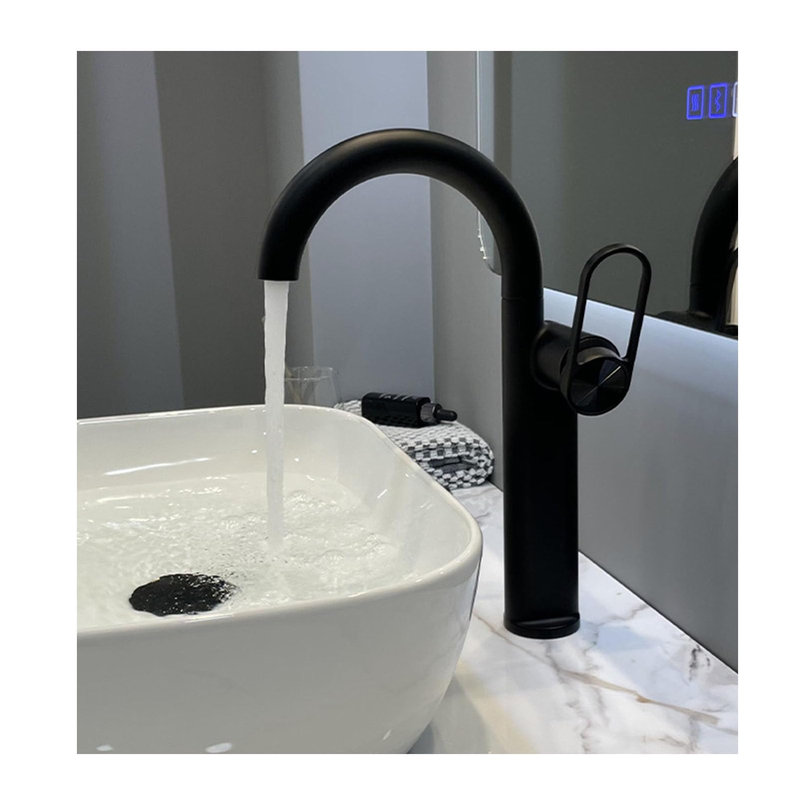 Single Handle Vessel Sink Faucet with Swivel Spout for Hot and Cold Water in Bathroom