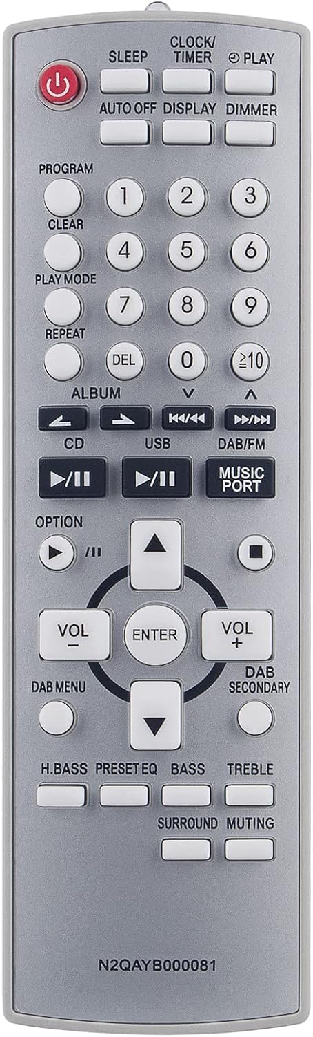 N2QAYB000081 Sub N2QAYB000089 Replacement Remote Control fit for Panasonic CD Stereo System SC-PMX2DB SB-PMX2
