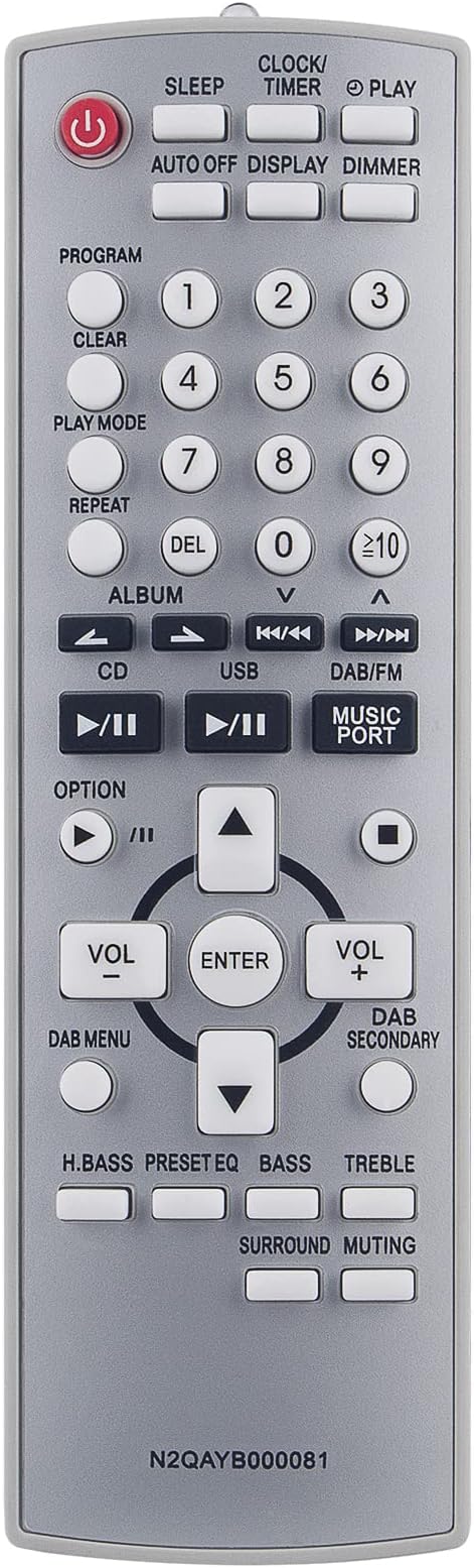 AULCMEET N2QAYB000081 Replacement Remote Control fit for Panasonic CD Stereo System SC-PMX2DB SB-PMX2