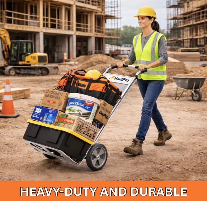 Heavy Duty Hand Truck with Horizontal Loop Handle - Aluminum Dolly Cart for Moving - 500 Pound Capacity - 10" Rubber Wheels - 50.25" H x 17.5" W with 17.75" x 9" Die Cast Nose Plate