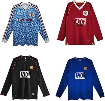 Amazon | 復古版 マンチェスター・ユナイテッド 長袖 ユニフォーム 上