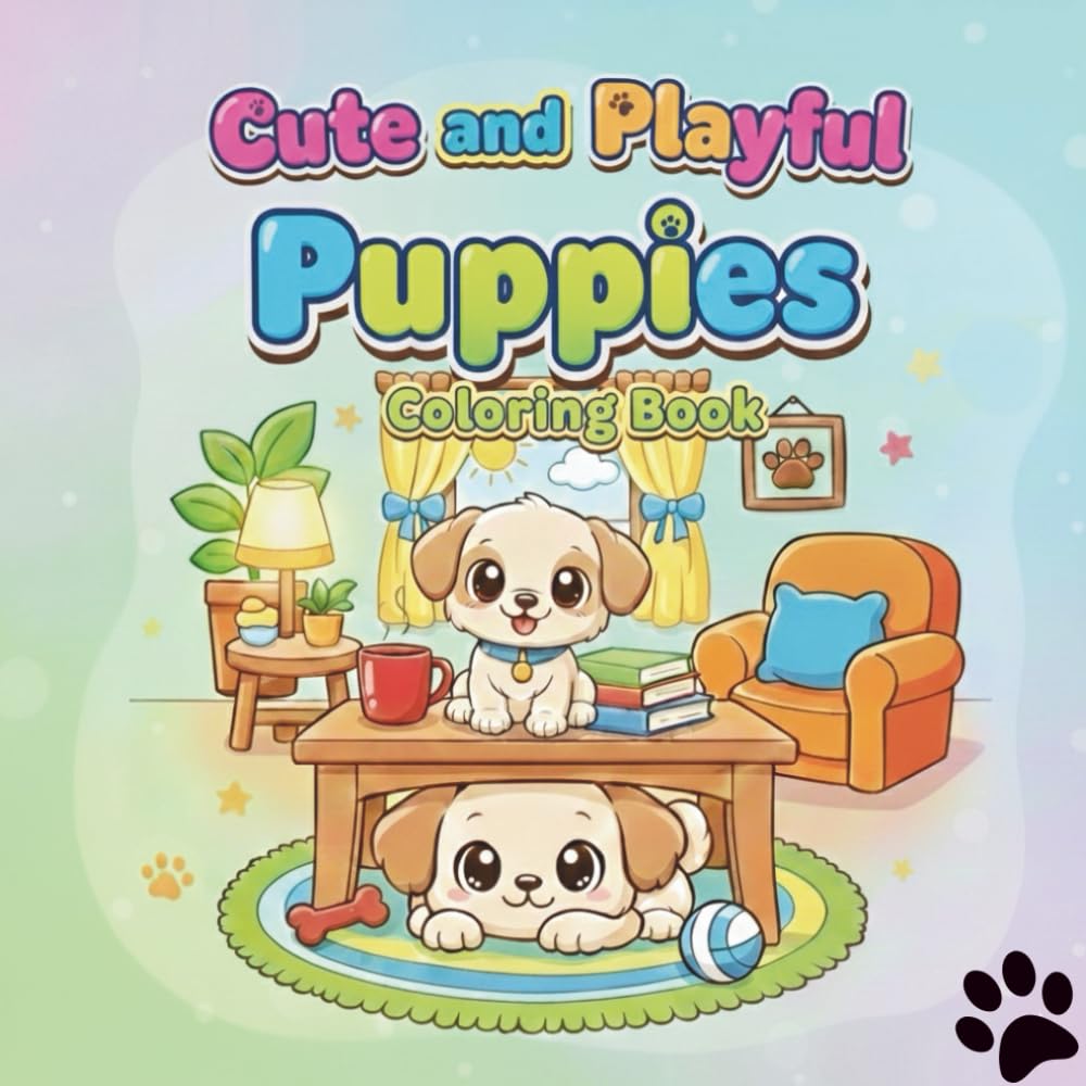 Cute and Playful Puppies Coloring Book: Fun and Adorable Designs for Kids to Color