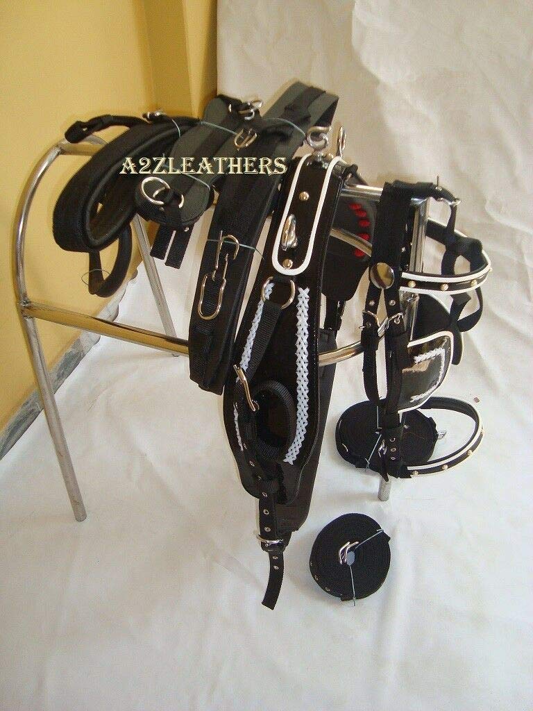 Leather Ride Synthetic Driving Harness for Single Horse with Designer Weaving On Saddle (Brown)