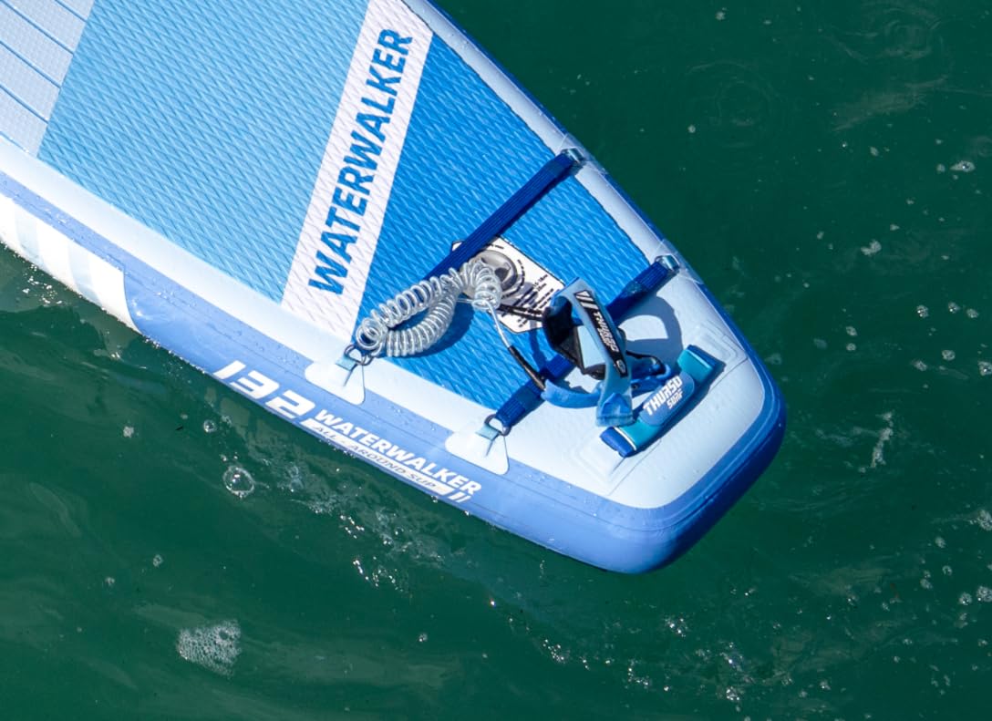 THURSO SURF Guinzaglio a spirale in acciaio inossidabile di alta qualità, 3 m – 7 mm, doppia rotazione in acciaio inossidabile, antiruggine, comodo polsino imbottito in neoprene, guinzaglio leggero