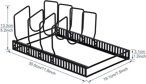 Miniatura 5 de Toplife Organizador de sartenes ajustable, organizador de tapas, estante organizador de utensilios para hornear para armario de cocina y encimera,