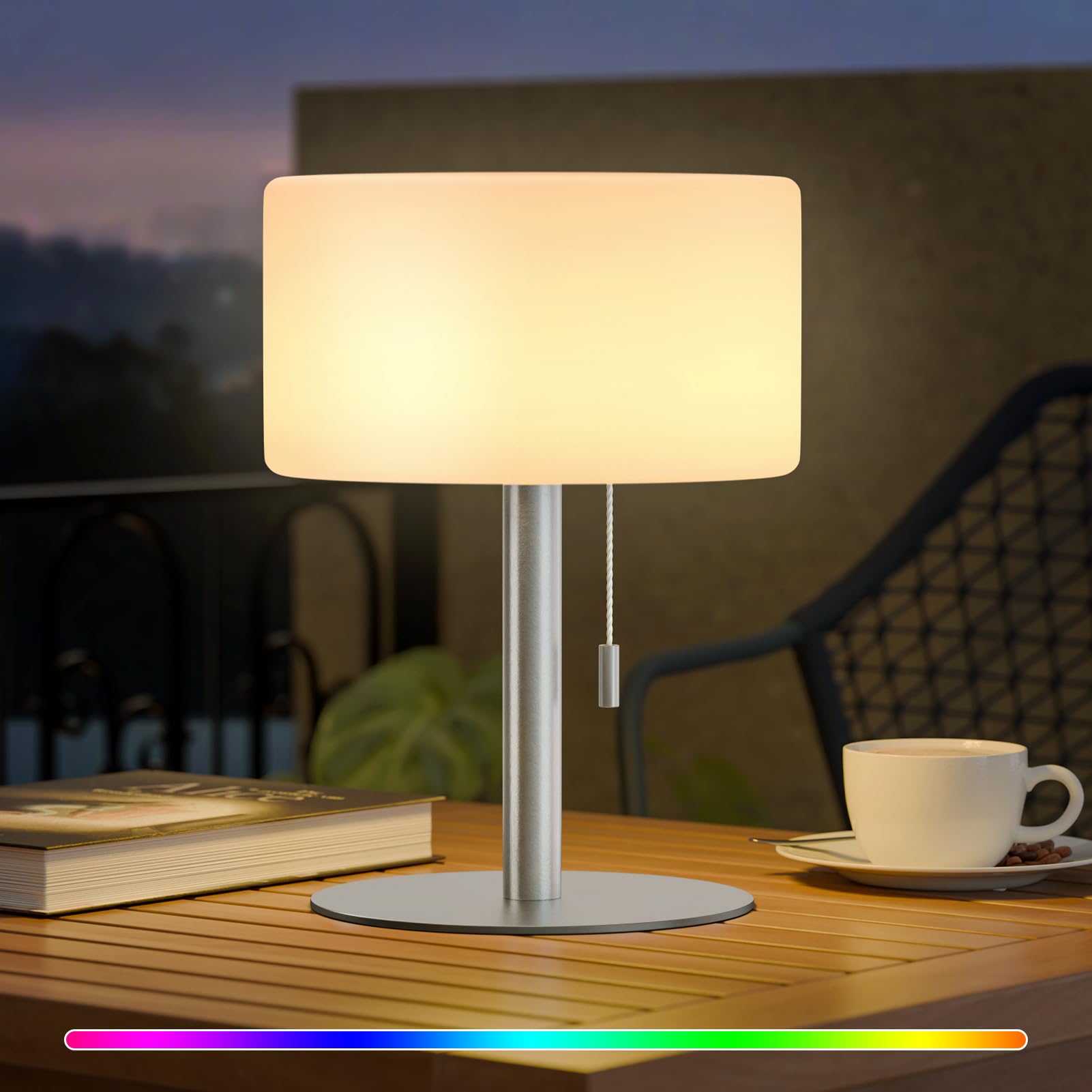 FUYO LED Tischlampe Kabellos Akku mit 8 Farben Tischleuchte Tragbare Farbwechsel Nachtlicht Lampe für Indoor Outdoor Garten Schlafzimmer Camping Dekoration