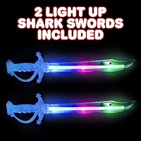 Vista 2 de ArtCreativity Espada de tiburón iluminada para niños (juego de 2) – Juguetes iluminados de 15 pulgadas con luces LED intermitentes, juguetes