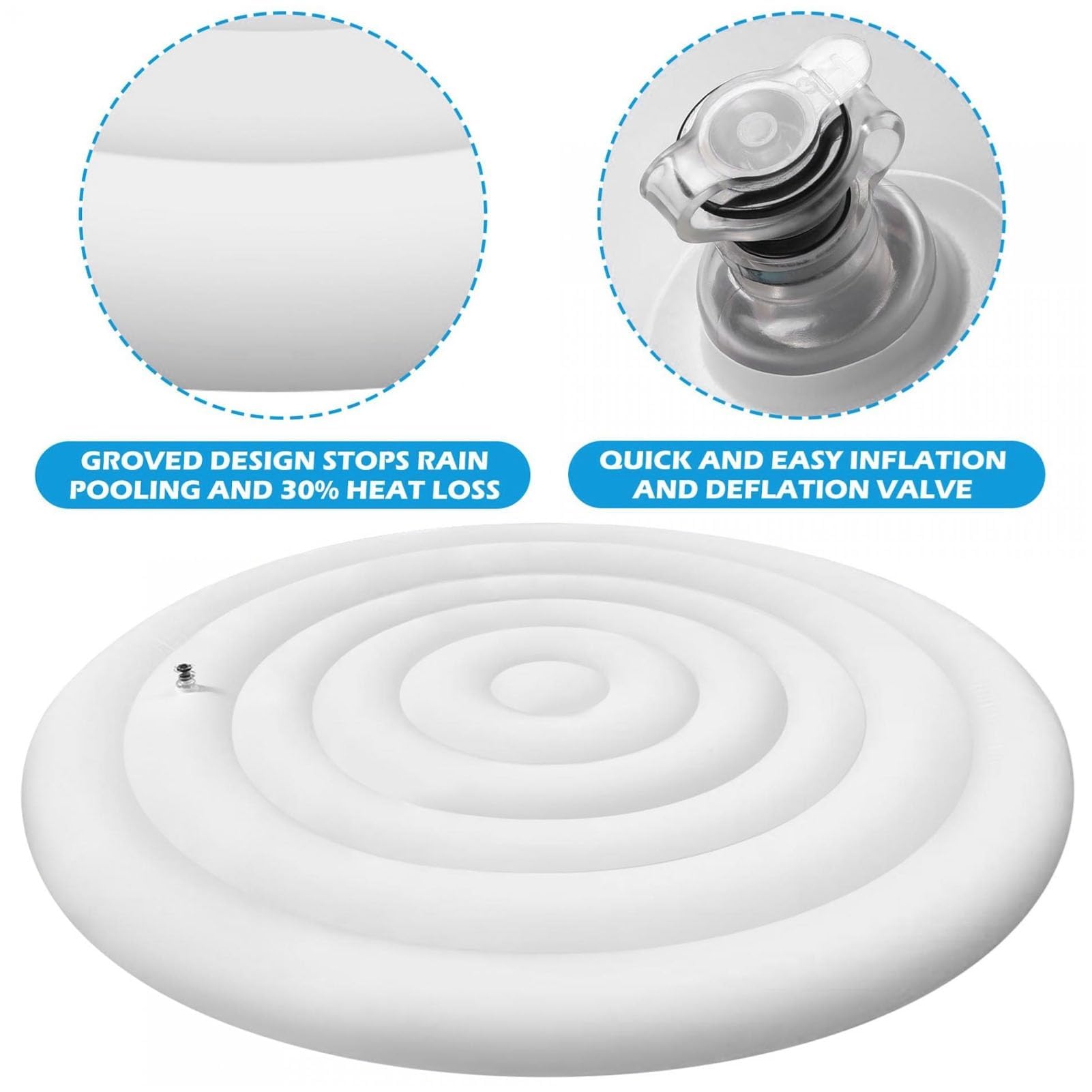 Hztyyier Couvercle de Bain à Remous Gonflable Rond, Housse Pliable Isolante pour Spa Gonflable 4,5 Pieds