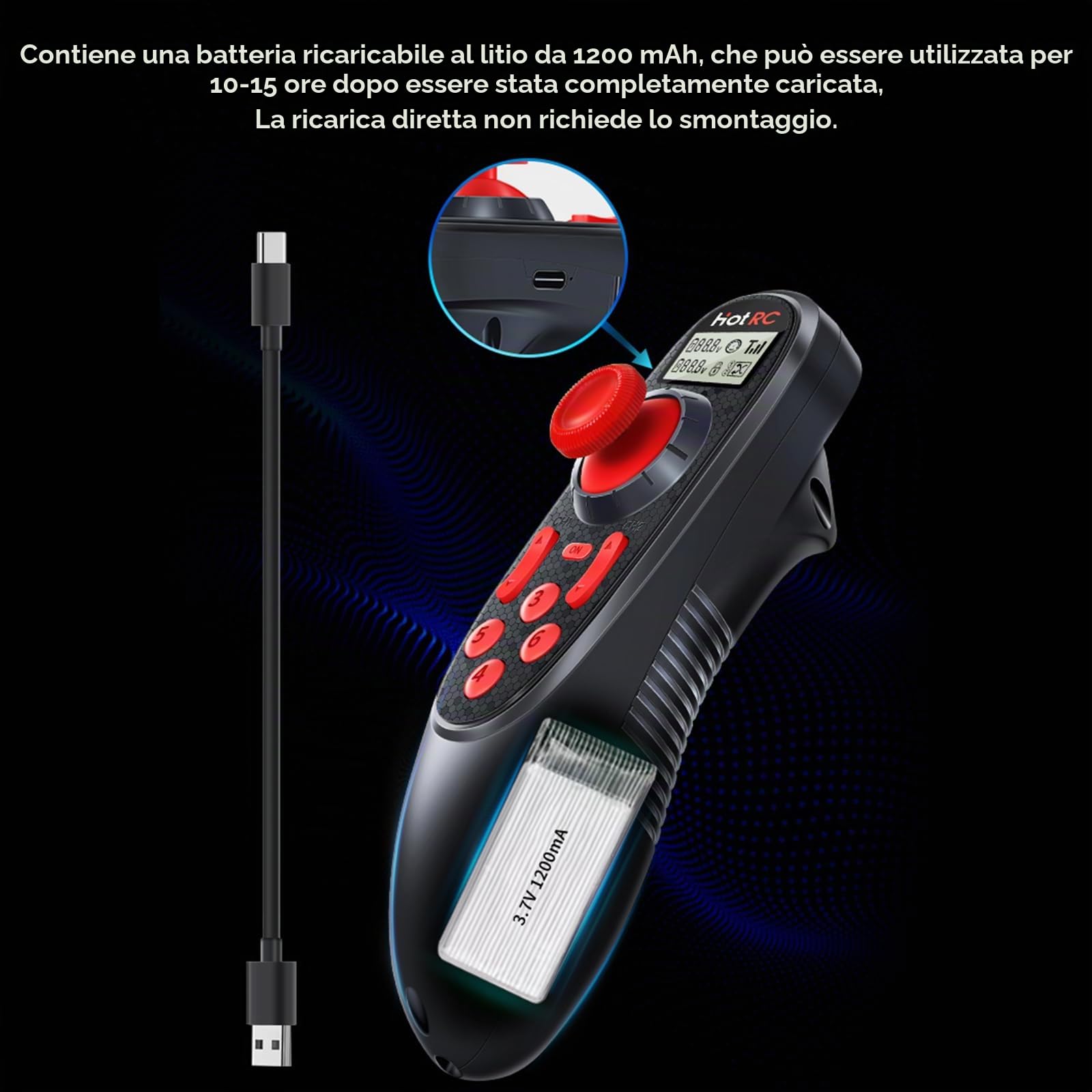 HOTRC DS-600 6CH RC Trasmettitore e Ricevitore 2.4GHz Telecomando con DS 600 PWM 6 Canali Ricevitore per RC Boat (2 Ricevitori)