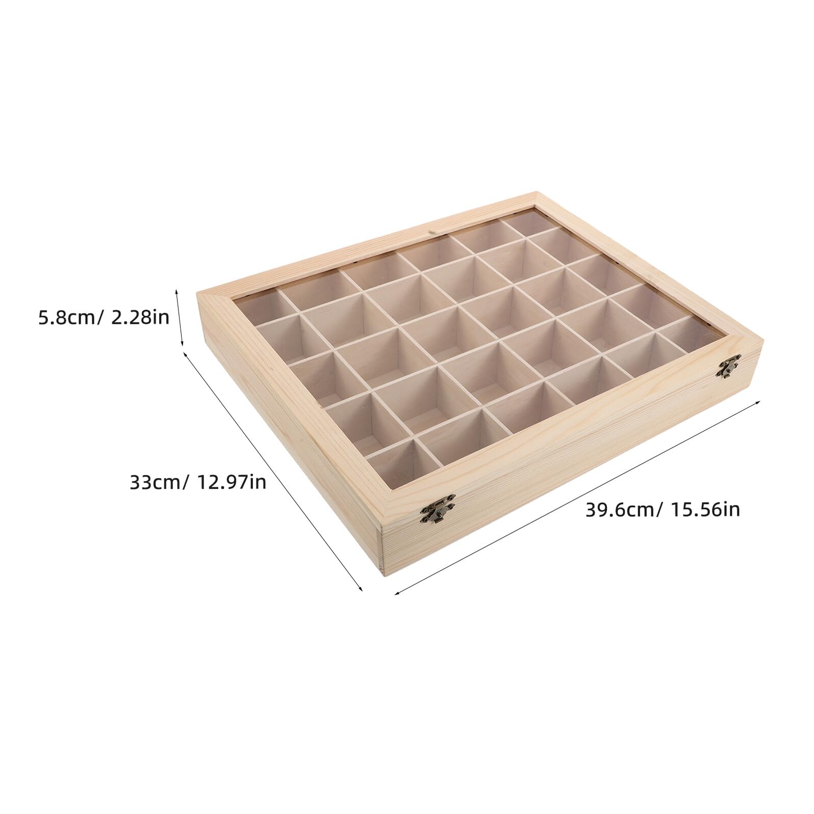 Ciieeo Mineralienvitrine Holz mit Deckel 30 Fächer Aufbewahrungsbox für Kristallproben und Edelsteine Transparente Sammlerkiste für Wissenschaft und Präsentation
