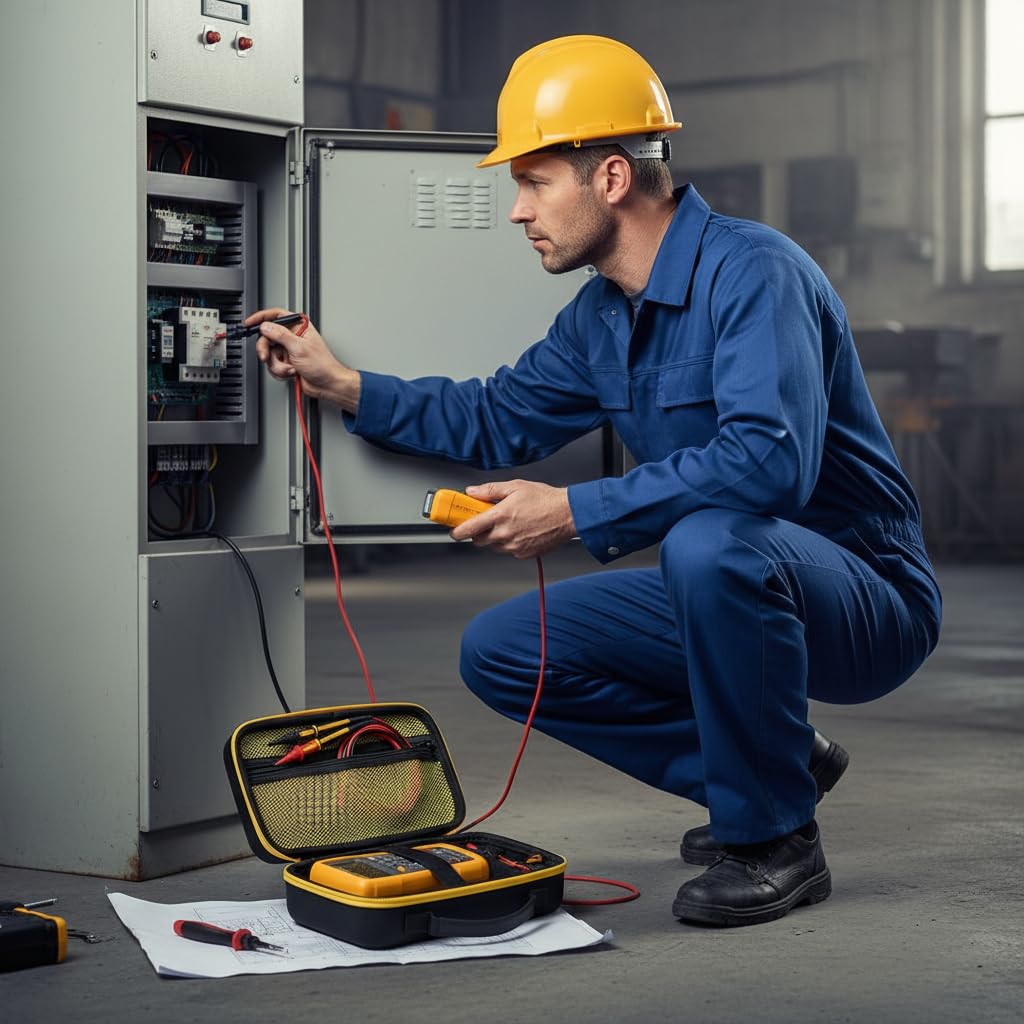 Comecae Hard Multimeter Case Compatible with Fluke 87V MAX 87V 88V 17B 15B 179 with Holster, Protective Carrying Bag with Divider and Zippered Mesh Pocket for Test Leads, Black + Yellow Pocket - Image 4