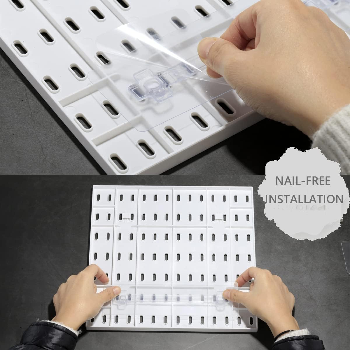 Pegboard Combination Kit, Wall Mounted Storage Set with 8 Pegboards & 32 Accessories Hanging, Blue Peg Boards Organizer for Walls Display, Crafts Organization, Kitchen Organizer, 22" x 44"