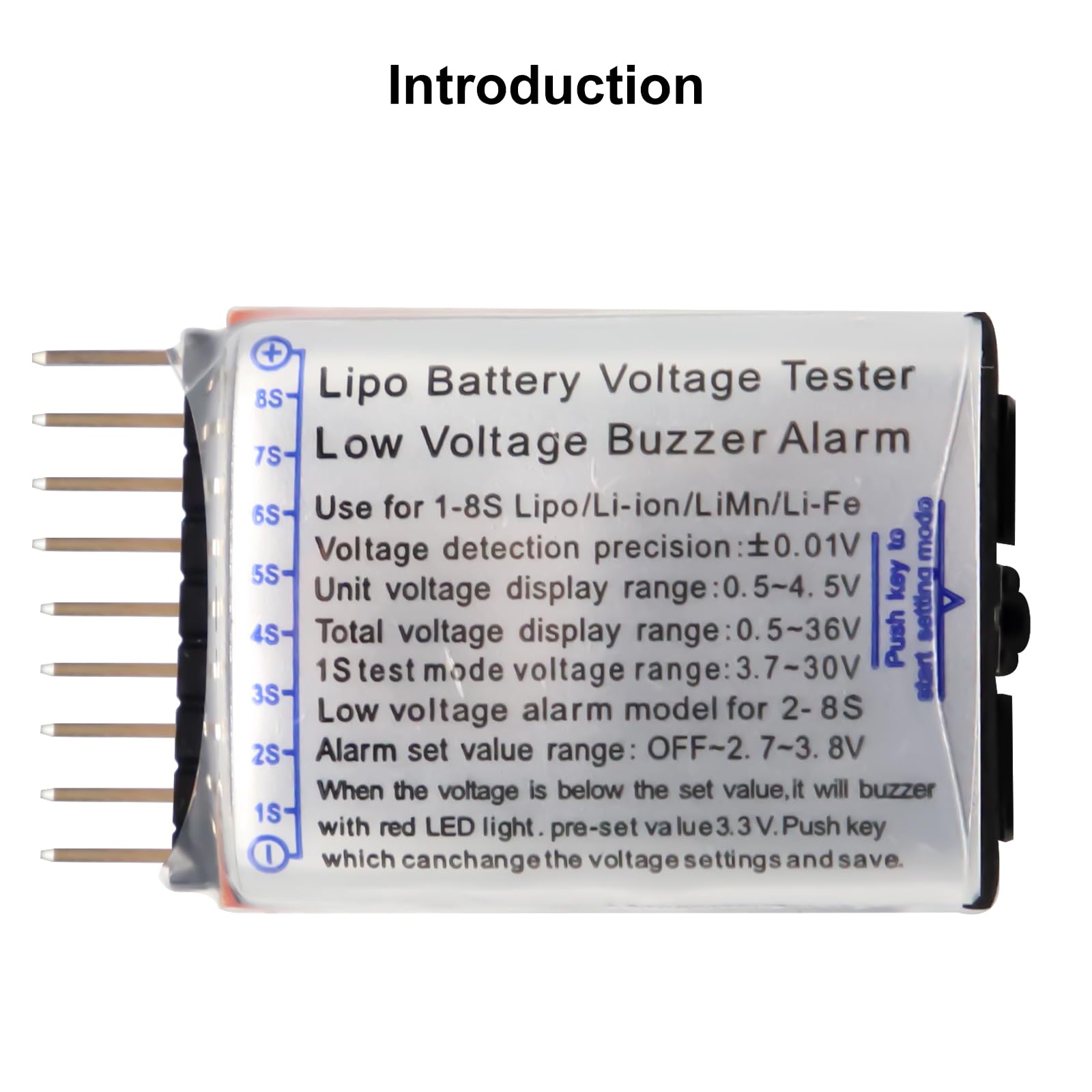 Tester per batteria RC 1-8s 2 in 1 a bassa tensione con indicatore LED per Lipo Life LiMn agli ioni di litio