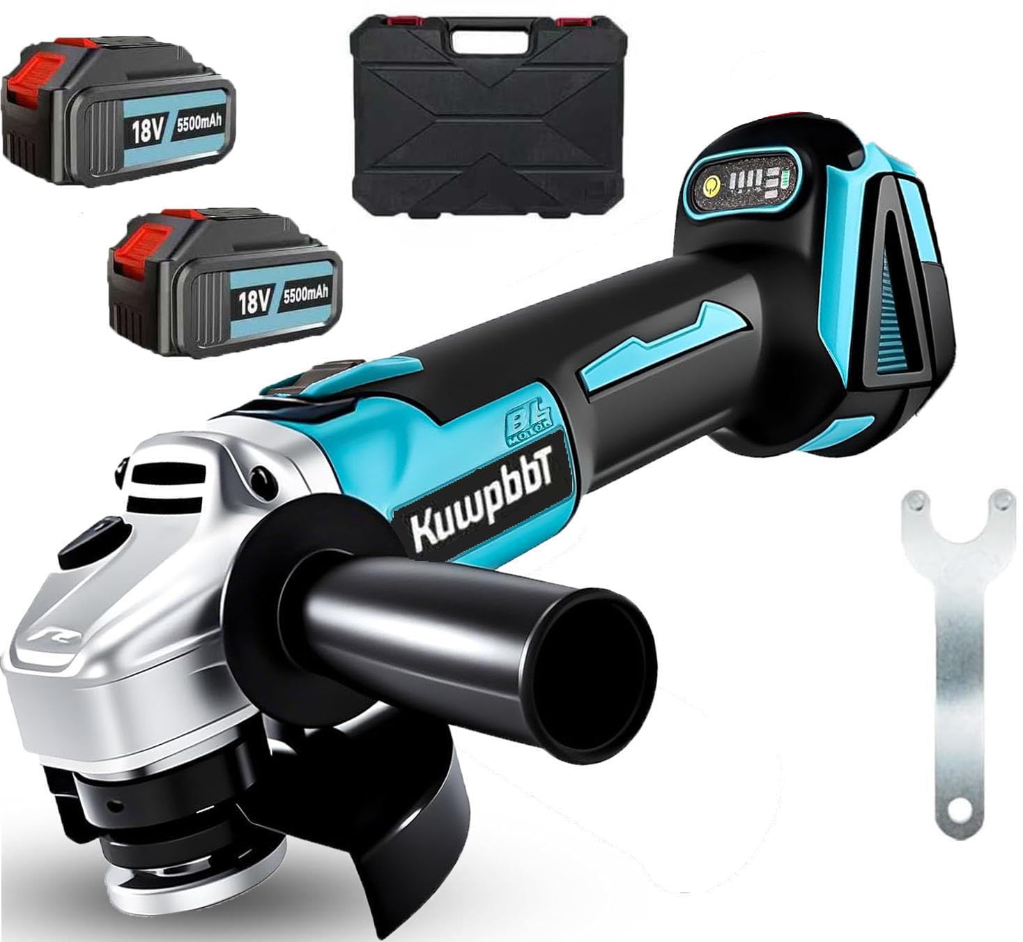 Akku Winkelschleifer，Ersatz für Makita Akku 18V, mit 2× 5.5Ah Akkus & Ladegerät, Kabellos Neues Upgrade Akku Flex Trennschleifer 125mm, für Präzises Trennen und Schleifen