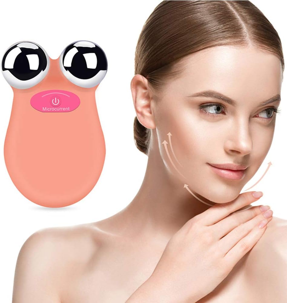 Microcurrent Facial Massager Roller EMSElectric Face Lift Beauty Roller Body Massage For Massage Anti-Aging Skin Firming Face Slimming,Orange