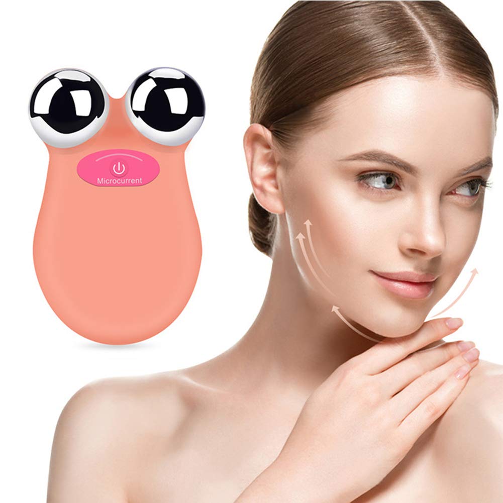 Microcurrent Facial Massager Roller EMSElectric Face Lift Beauty Roller Body Massage For Massage Anti-Aging Skin Firming Face Slimming,Orange