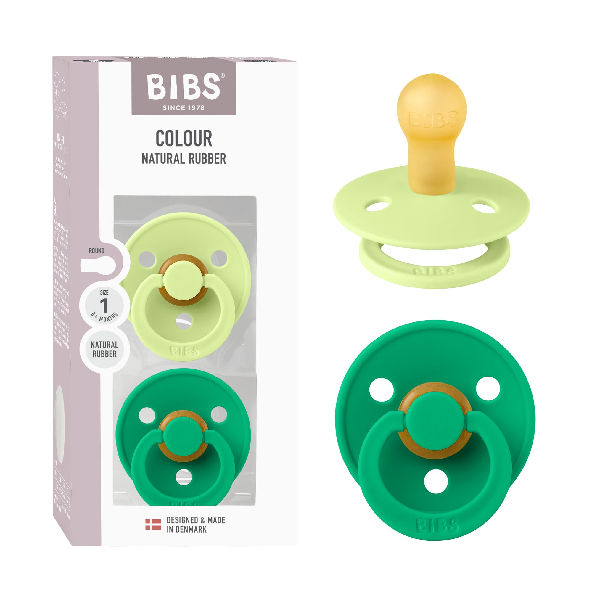 BIBS Colour Paquete de 2 chupetes. Libre de BPA, Tetina redonda. Látex natural, Talla 1 (0-6 meses), Baby Blue/Baby Blue — view 88
