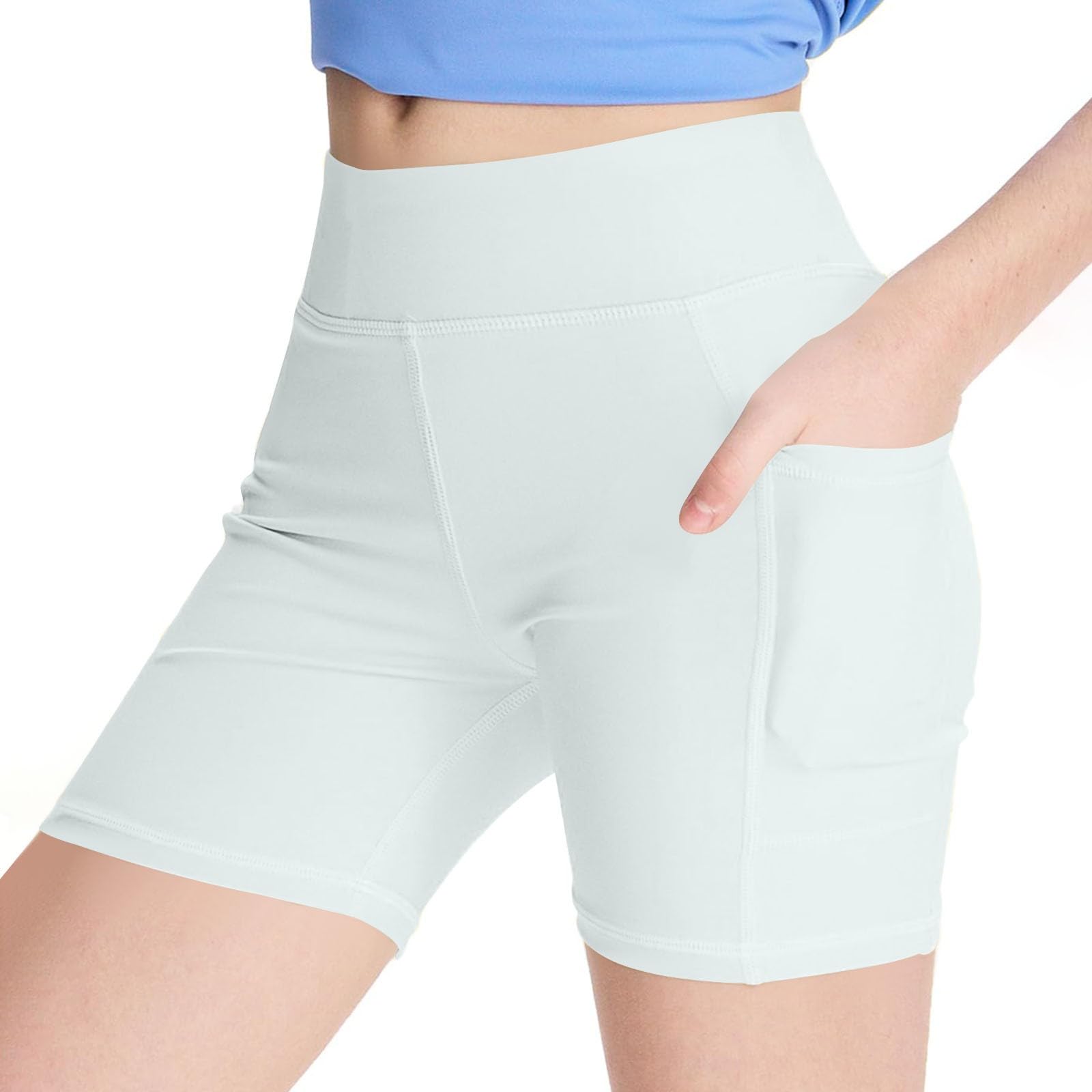 duxyoz Girls Cycling Shorts with Pockets Childrens Kids Sports Leggings Breathable Safety Underwear Short Pants Summer Casual Sport Dancing Gymnastic Comfy Short Boyshorts Under Dress 6-7 Years