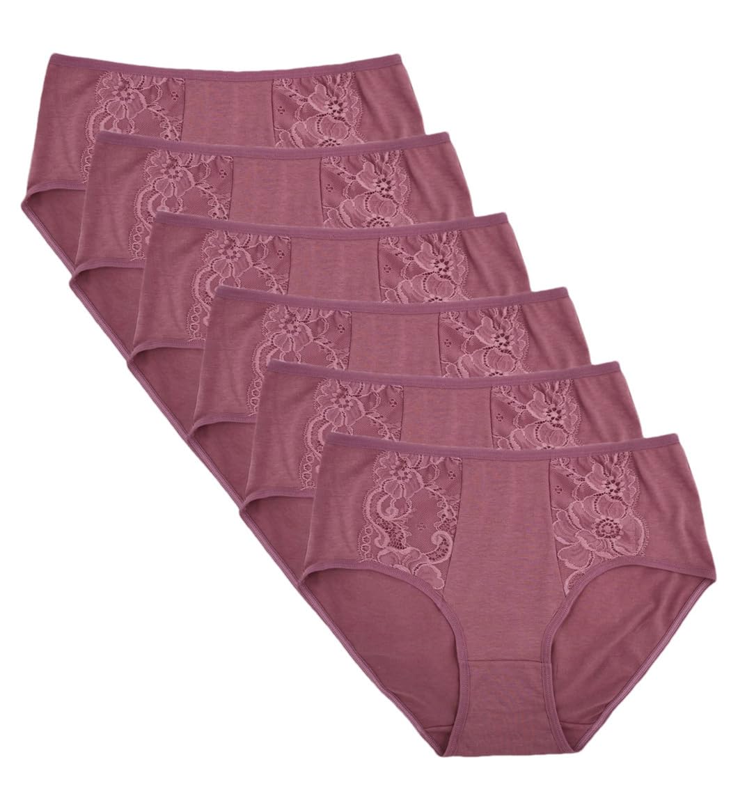 Mutandine da donna in cotone slip in pizzo a vita medio alta mutande in cotone tinta unita biancheria intima mutande 6 pezzi