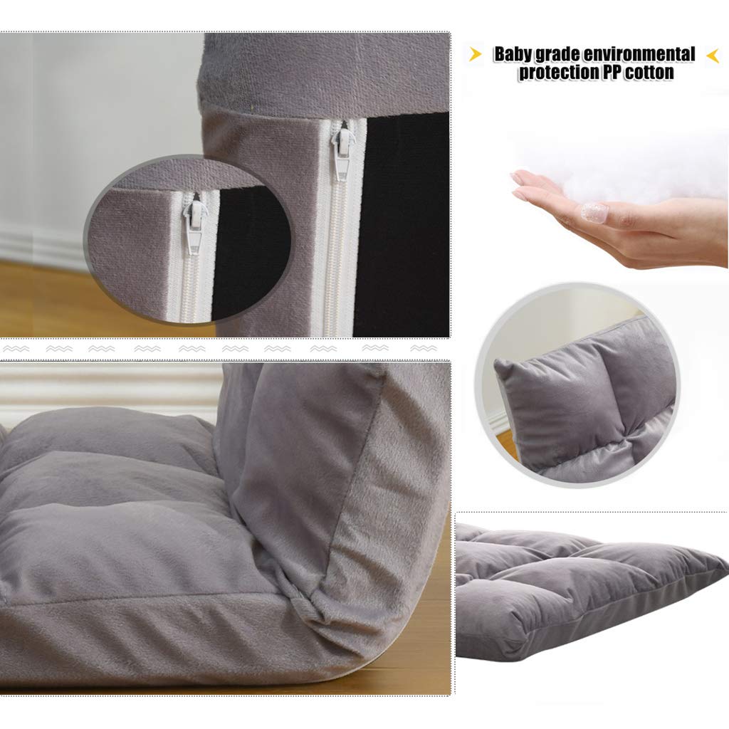 Silla plegable de suelo ajustable en 6 ángulos, esponja de alta resistencia, agradable al tacto, lavable, diseño ergonómico, ideal para leer, meditar, yoga
